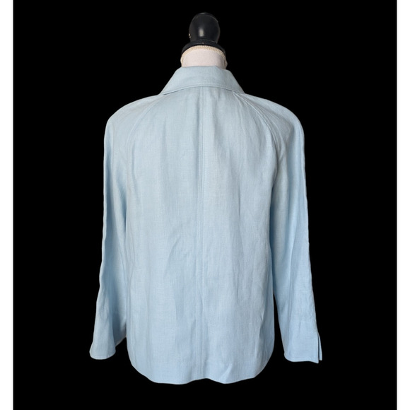 Talbots Pure Irish Linen Light Blue Open Front Jacket New Small Slit Sleeve - Picture 2 of 6